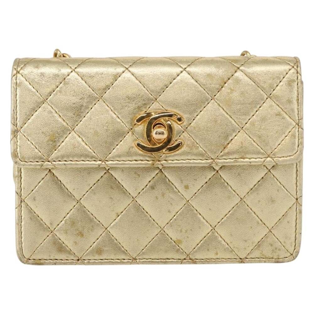 Chanel Mini Matelasse Lambskin Chain Shoulder Bag Gold